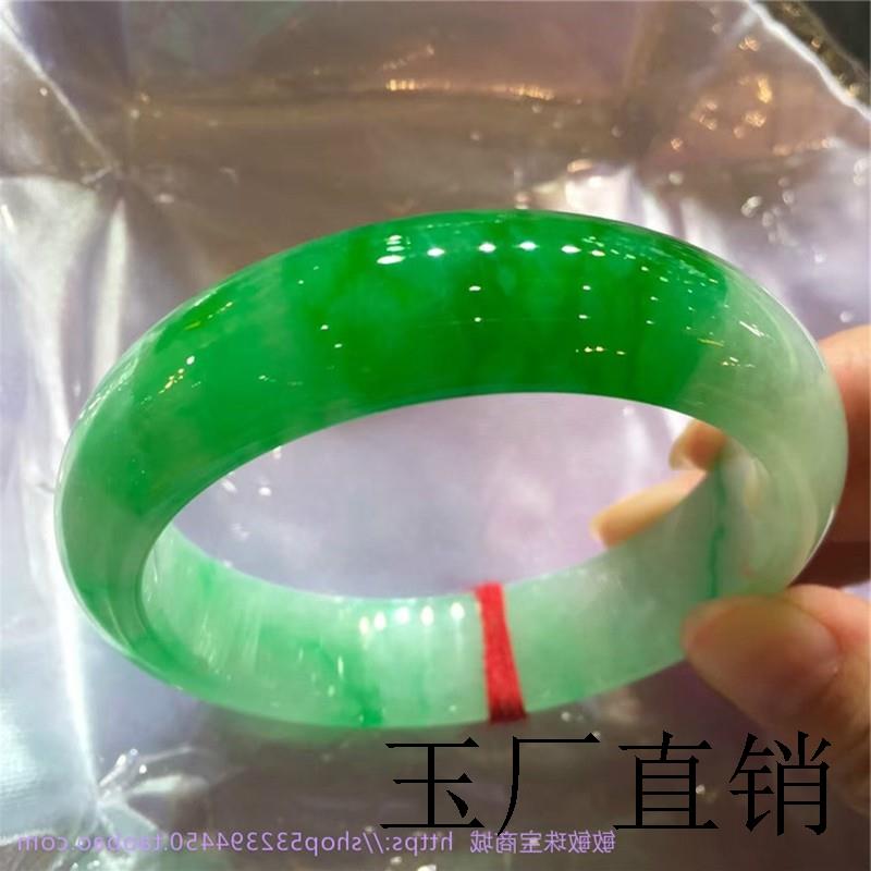 玉镯冰种飘阳绿缅甸翡翠色镯子帝王绿宽版玉石手镯女款手饰送礼
