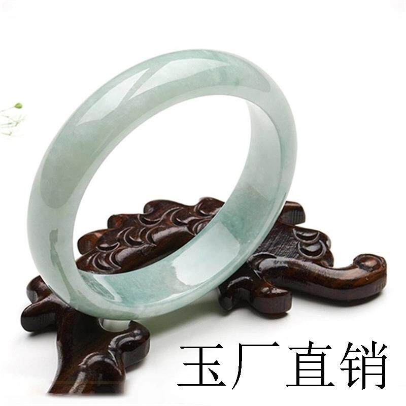 高端款老坑翡翠色淡绿翡翠色色玉手镯女贵妃镯冰种浅绿手镯子包邮