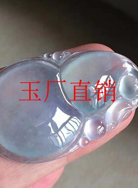 缅甸老坑翡翠色冰种飘花葫芦吊坠玉石雕刻玉葫芦挂件项链福禄玉佩