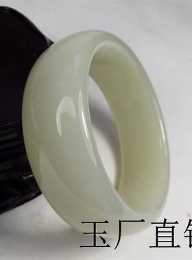 高端新疆和田玉昆仑白玉手镯羊脂级青白玉手镯女款玉镯百搭气质款