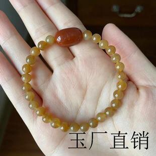 和田玉糖玉圆珠单圈手链手串珠子温润饱满搭南红转运桶珠配珠送礼