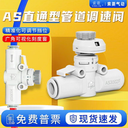 SMC型带刻度管道型调速阀节流阀溢流AS1002F/2052F/3002F-04A/06A