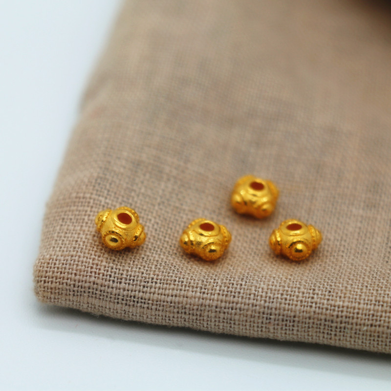 999足金24k黄金纯黄金佛珠配件实心蜻蜓眼复古隔珠天珠菩提弟子珠