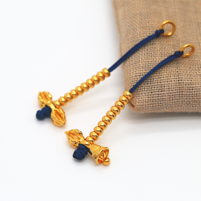 999足金24k纯金黄金中号古法黄金配件卡子金刚铃金刚杵文玩DIY