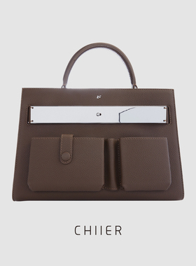CHIIER摩登系列公文包纯色宴会金属小众复古牛皮@B72