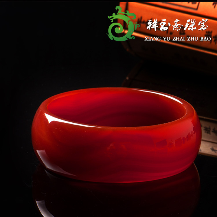 天然红玛瑙手镯女玉镯子红色手镯玉髓女饰品经济板块拳王泰森里略
