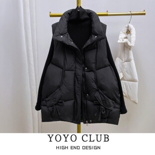 品牌折扣胖MM大码 宽松高级感羽绒棉马甲2025秋冬保暖纯色棉服 韩版