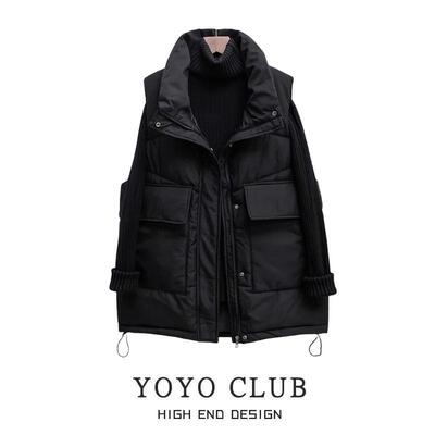 中长款羽绒棉马夹外套韩系立领