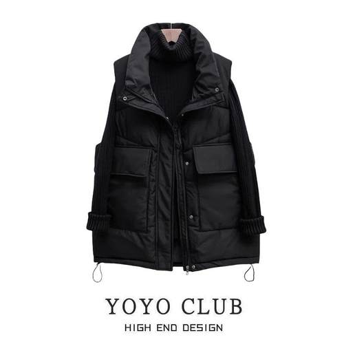 中长款羽绒棉马夹外套韩系立领