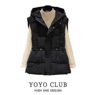 专柜折扣大码秋冬胖mm羽绒棉服马甲女收腰中长款坎肩背心马夹外套