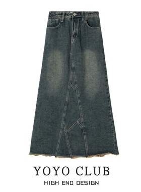 品牌折扣胖MM复古牛仔半身裙女2025新款美式复古风百搭a字半身裙