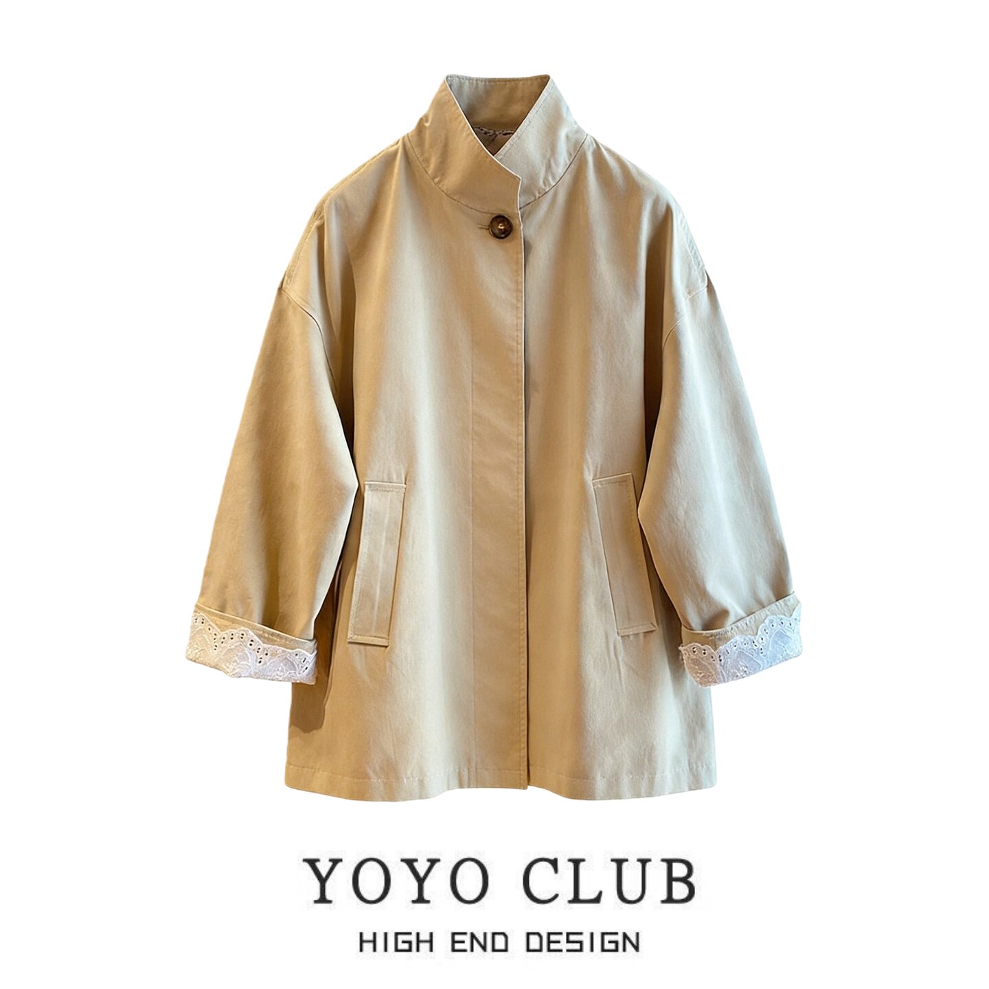 品牌折扣韩式休闲风立领风衣外套女2026春季大码新款高级感冲锋衣