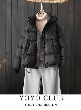 品牌折扣胖MM大码韩版时尚休闲面包服2025年新款连帽拉链棉服女潮