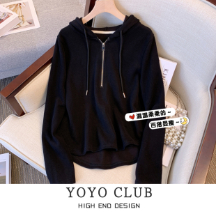 显瘦长袖 秋季 正肩连帽卫衣外套宽松上衣 女装 专柜品牌折扣捡漏大码