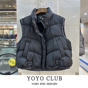 品牌折扣胖MM美式 棉马甲2025今年流行保暖坎肩外套女 简约拉链时尚