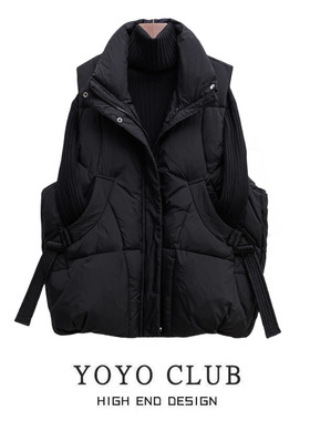 专柜折扣大码冬季羽绒棉马甲棉服外套女韩版宽松坎肩加厚外穿马夹