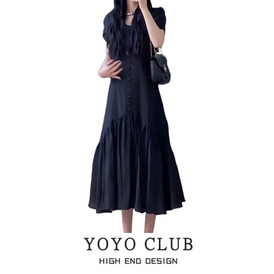 胖MM大码法式复古不规则鱼尾裙女