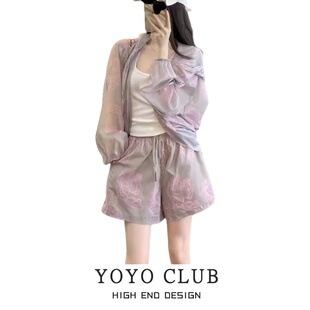 品牌折扣胖MM大码休闲套装女2025夏季新款宽松显瘦防晒衣短裤套装