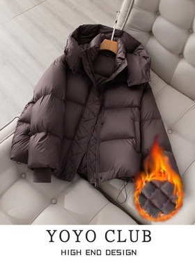 品牌折扣胖MM大码超好看保暖时髦连帽外套2025秋冬时尚百搭面包服