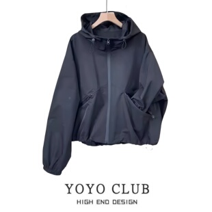 美式 百搭短外套2026春新款 复古冲锋衣外套女 时尚 品牌折扣胖MM大码