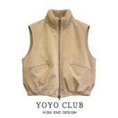 品牌折扣韩式 高级感马夹潮 无袖 轻奢风立领拉链马甲女2026大码 新款