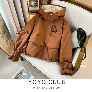 时尚 品牌折扣胖MM大码 韩版 宽松休闲派克服2026春季 连帽外套女 爆款