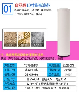 家用净水器10寸直饮机滤芯可反复擦洗净水机通用滤芯硅藻土陶瓷芯