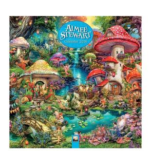 Calendar 9781835623589 Tree 2026年挂历艺术日历Aimee Stewart Stewart插画 Flame Aimee 2026英文文创进口原版 Wall 现货