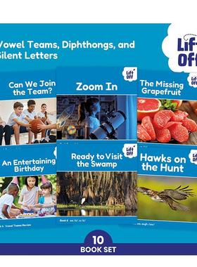【预售】【自然拼读小飞侠】元音组合/双元音及不发音字母10册7-11岁【Phonic Books Lift Off Readers】Vowel Teams英文儿童自然