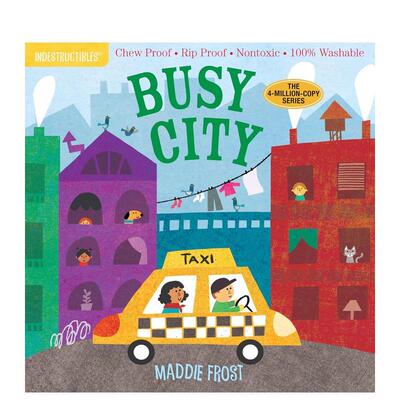 【预售】咬咬书繁忙的城市Indestructibles英文儿童趣味Maddie Frost平装3-6岁Workman进口原版书9781523504688