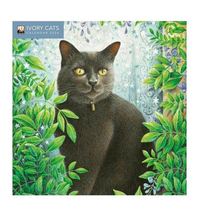 【现货】【Flame Tree】莱斯利安妮艾沃里的象牙猫 2026年迷你挂历艺术日历Ivory Cats by Lesley Anne Ivory Mini Wall Calendar