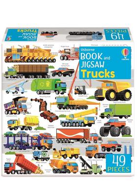 【预售】【尤斯伯恩书与拼图】货车49片英文儿童趣味进口原版图书【Usborne Book and Jigsaw】TrucksSam Smith Usborne childre