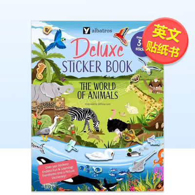 【预售】【场景贴纸书】动物世界【Deluxe Sticker Books】The World of Animals英文儿童趣味3-6岁平装进口原版书Barbara Pospi