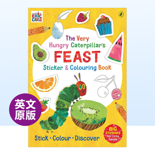 盛宴贴纸和图画书英文儿童趣味进口原版 3岁 预售 毛毛虫 Stick Caterpillar 外版 好饿好饿 Very 6岁The 书简装 Feast Hungry