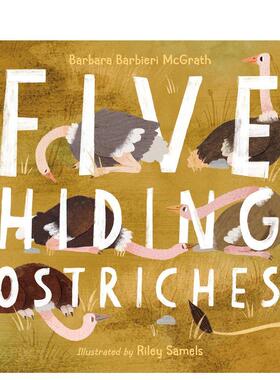 【现货】五只藏起来的鸵鸟Five Hiding Ostriches英文儿童绘本动物生态环保3-6岁精装Barbara Barbieri McGrath  Riley Samels进口