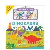 边玩边学 Priddy进口原版 Play 6岁纸板书Roger 书Priddy Dinosaurs英文儿童趣味3 恐龙益智场景互动书Let Learn 预售