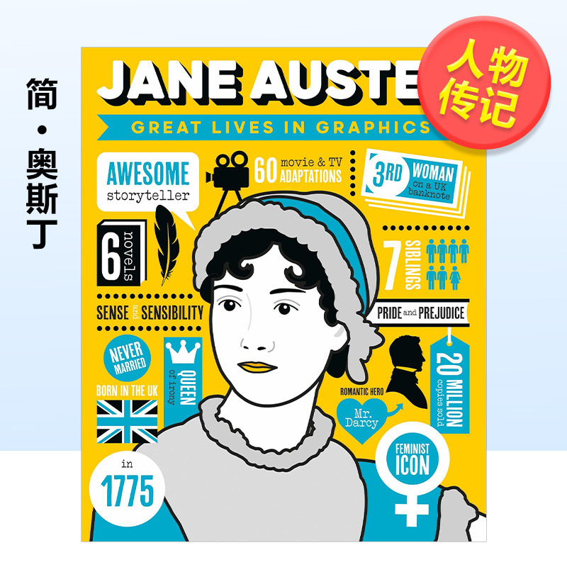 【预 售】【大人物图像】great lives in graphics 简·奥斯丁jane