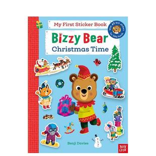 忙碌 Bizzy 圣诞贴纸书 Davies平装 6岁Nosy Book英文儿童绘本IP系列Benji 小熊 Sticker First UK进 Crow Bear 预售