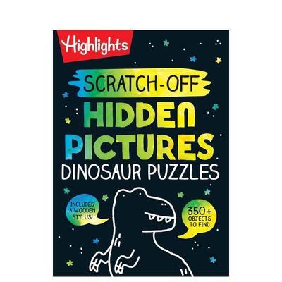 【预售】刮刮隐藏图片恐龙拼图刮刮活动书籍Scratch-Off Hidden Pictures Dinosaur Puzzles 英文儿童趣味6-9岁平装进口原版书Hi