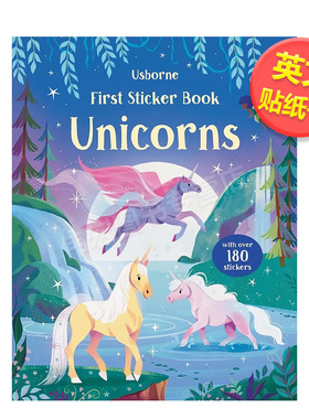 【预售】苐一本贴纸书：独角兽英文儿童趣味进口原版外版书平装3-6周岁First Sticker Book UnicornsAlice Beecham Usborne chil