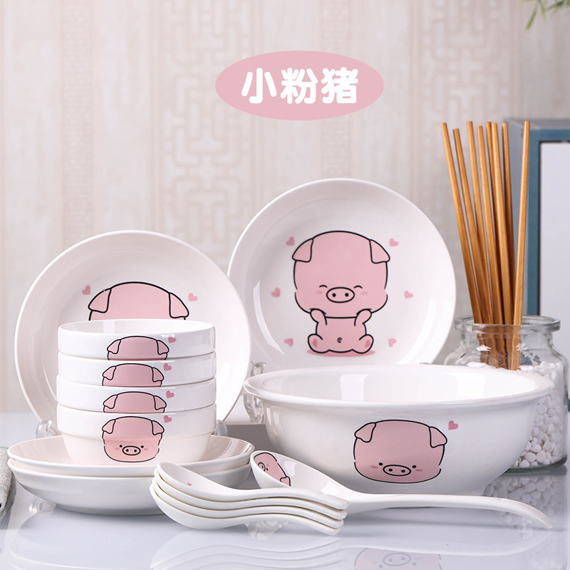 陶瓷碗盘勺筷套装可微波炉图片