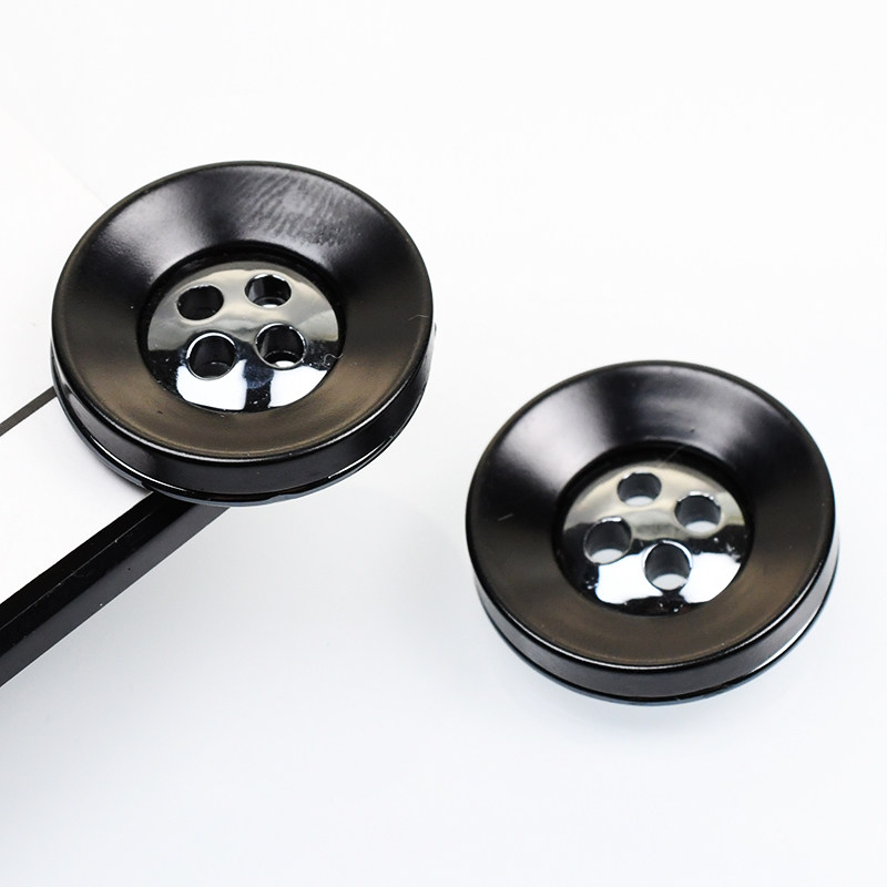 黑色斜边双拼大衣扣风衣纽扣男百搭休闲毛呢西装皮衣外套开衫扣子