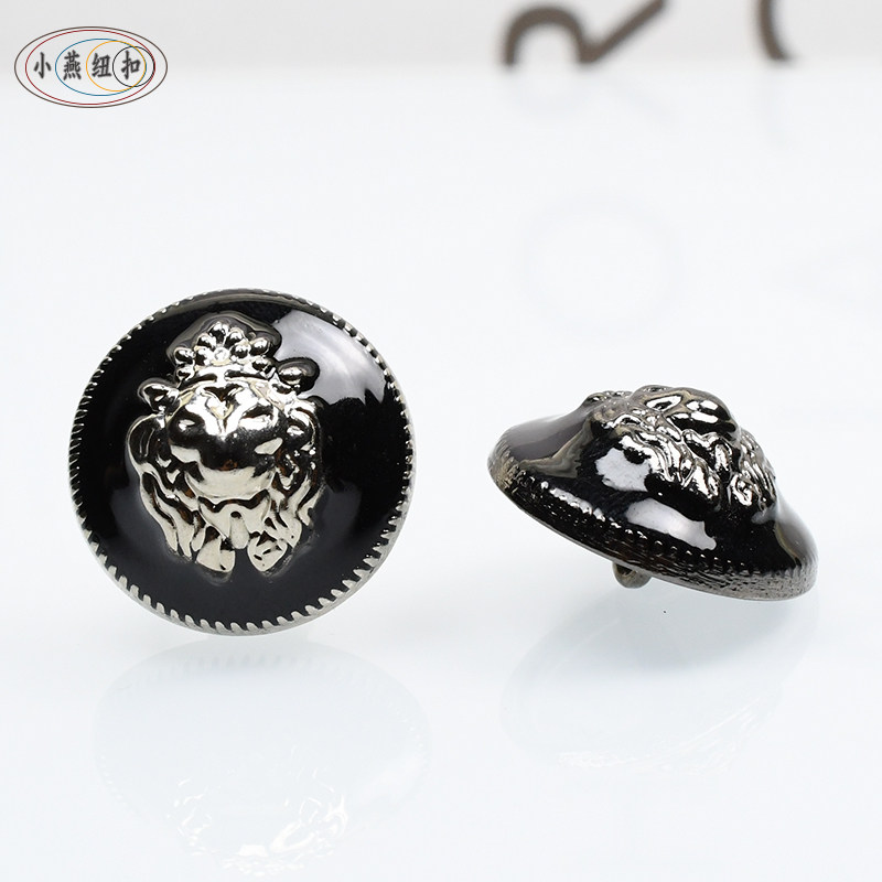 高档英伦狮子头金属扣黑色毛呢大衣休闲西装纽扣男士毛衣外套扣子