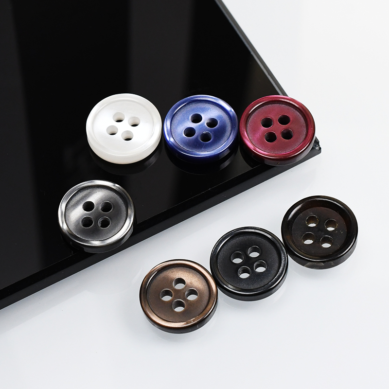 高档男女衬衫扣树脂细边珠光扣子灰色酒红高档衬衣百搭POLO衫钮扣