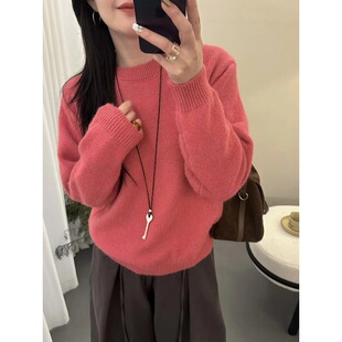 冬季女士拼色加厚圆领毛衣女款2025新款秋冬爆款内搭可外穿打底衫