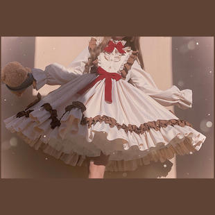 lo长袖 桃酥可可OP原创doll感洛丽塔小众复古Lolita洋装 连衣裙秋冬