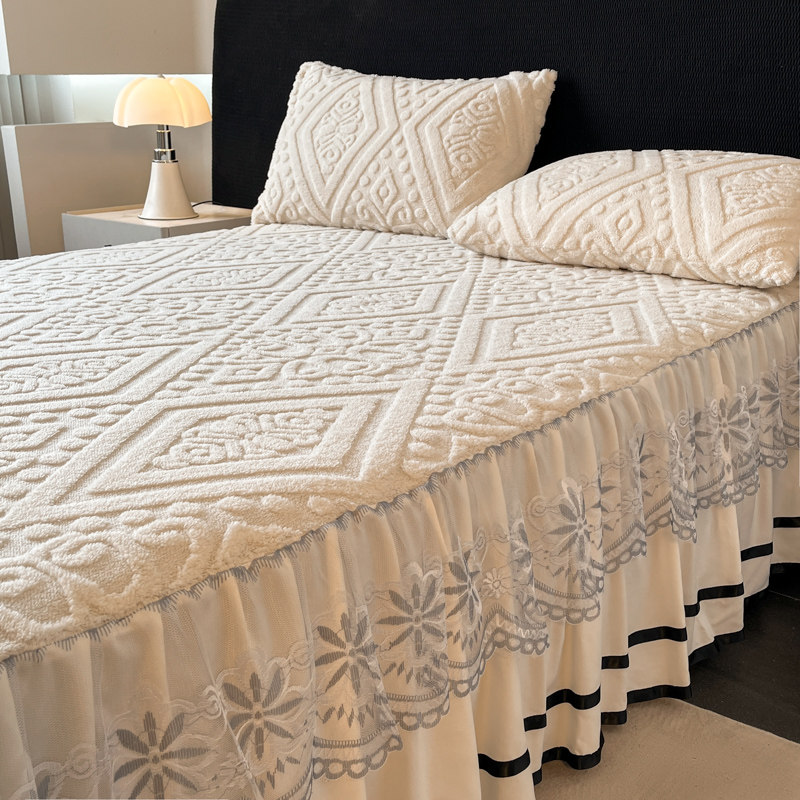 塔芙绒牛奶绒床裙三件套珊瑚绒加绒床罩单件法兰绒床单带裙边冬季,床上用品,床裙,淘宝优惠券,粉丝福利购,淘宝优惠卷