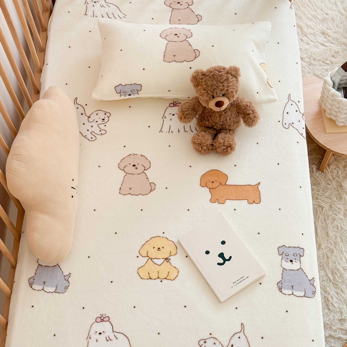 婴儿童牛奶绒床笠幼儿园床褥子套珊瑚绒床罩拼接床宝宝床单加绒冬