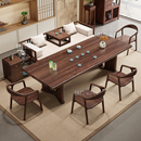 新中式 乌金木大板茶桌椅组合客厅家用实木茶几办公室高端泡茶台几