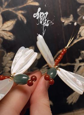 原创汉服配饰翡翠卿九家的猫发钗